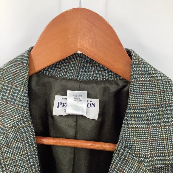 Pendleton Women's Blazer Green Plaid Size 6P 100% Virgin Wool Tailored - Picture 3 of 5
